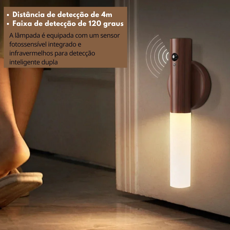 Luz Noturna com Sensor de Movimento | Ajuste de Cor | Recarregável | Portátil