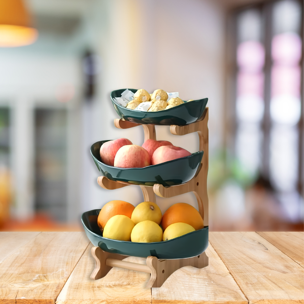 WoodNest™ | Fruteira Organizadora 3 Níveis