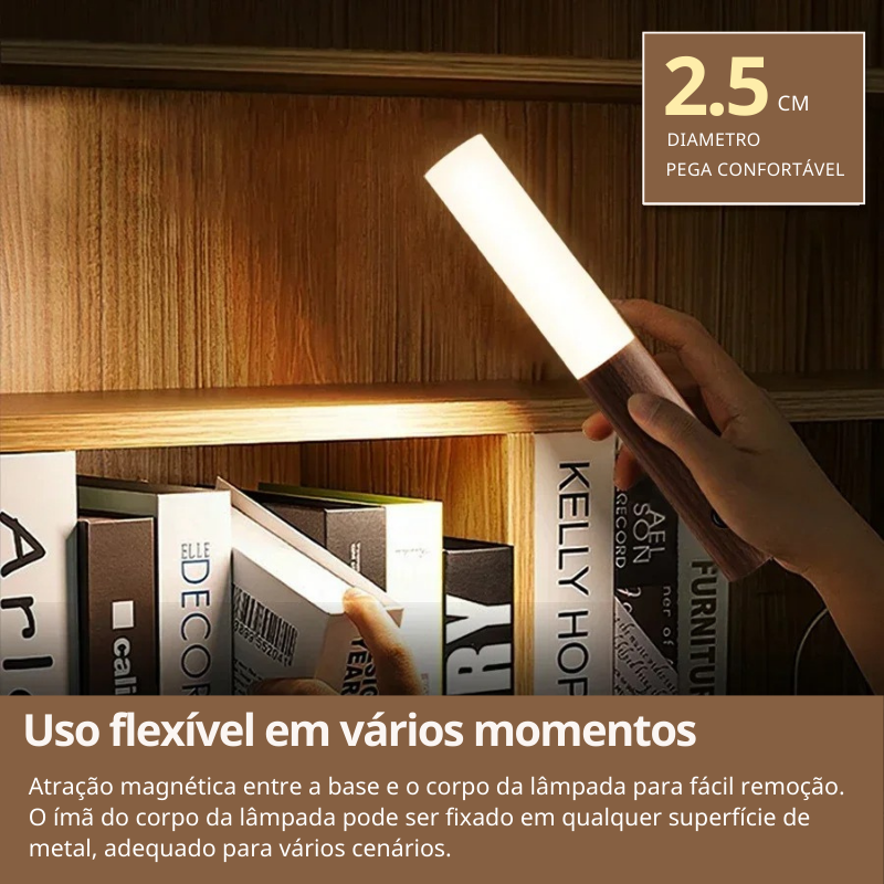 Luz Noturna com Sensor de Movimento | Ajuste de Cor | Recarregável | Portátil