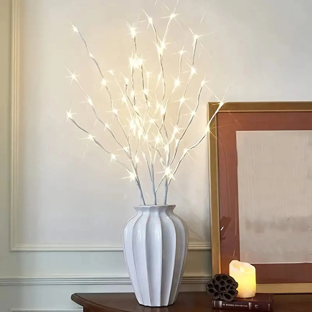Ramo de Bétula com Luzes LED – Elegância e Brilho para Suas Festas