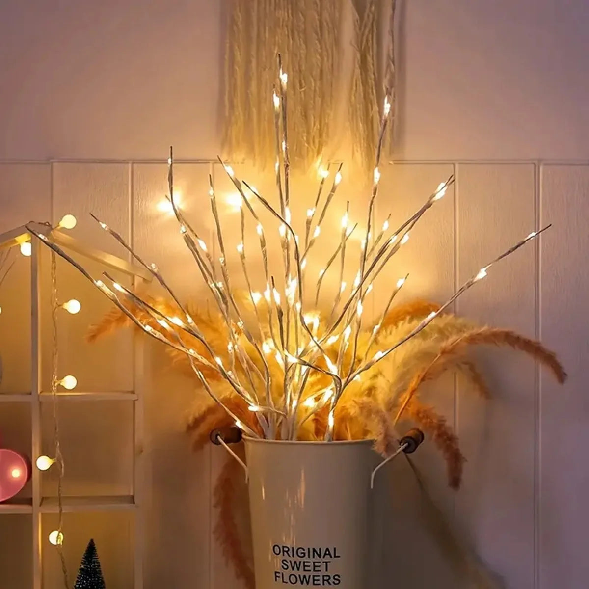Ramo de Bétula com Luzes LED – Elegância e Brilho para Suas Festas
