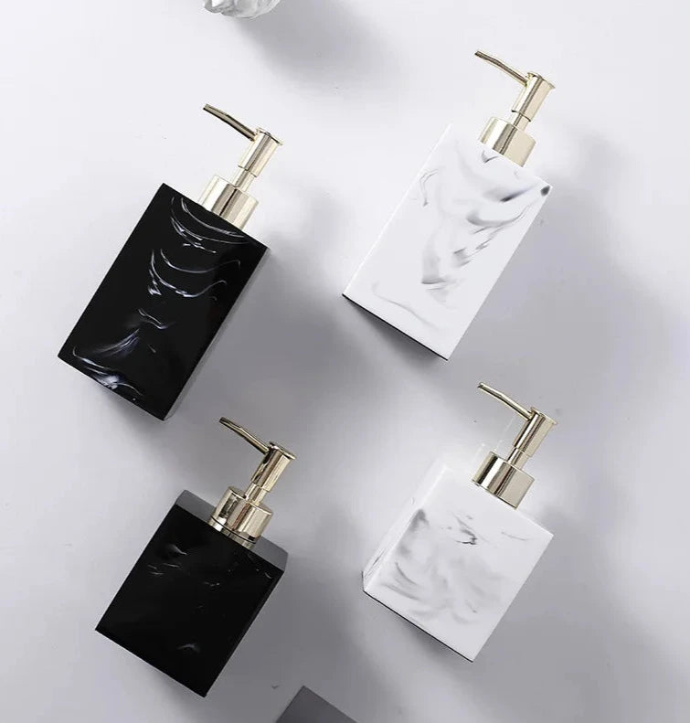 Dispenser em Resina Marmorizada para Sabonete/Shampoo