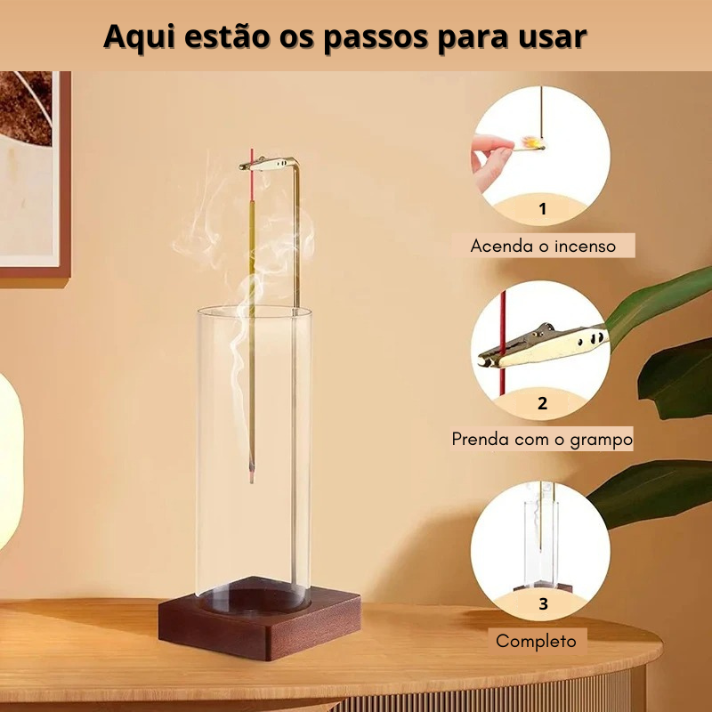 Porta Incenso com Coletor de Cinzas em Vidro - Removível