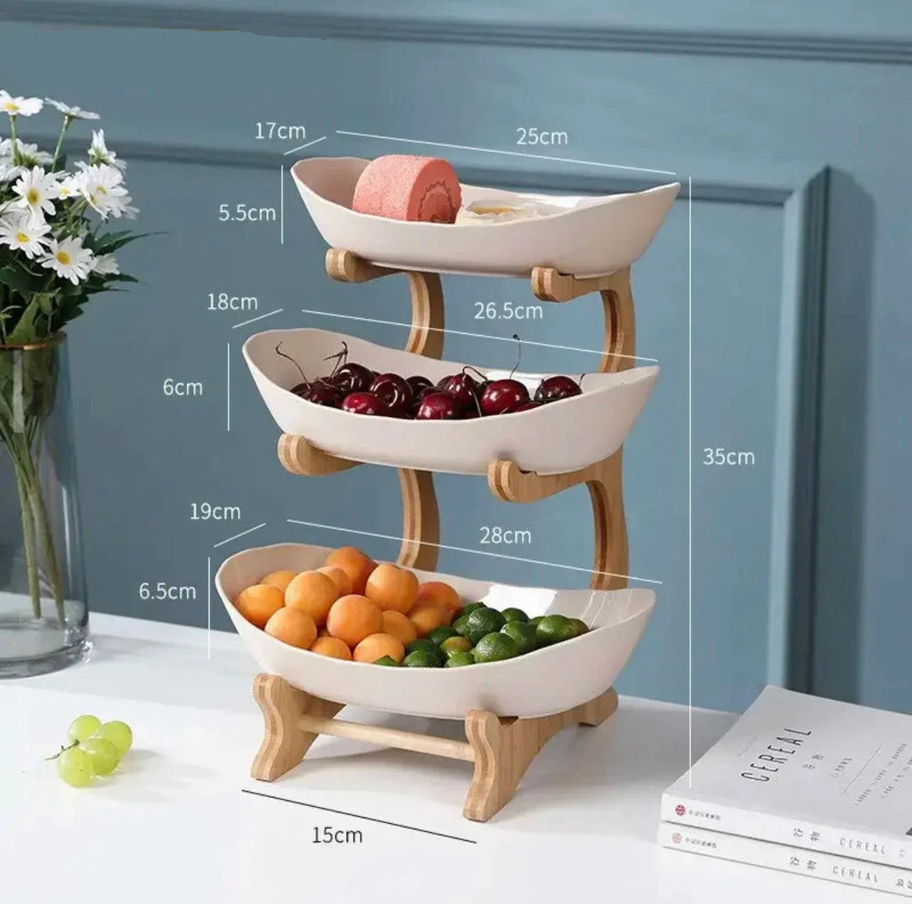 WoodNest™ | Fruteira Organizadora 3 Níveis